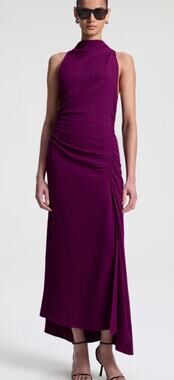 A.L.C. Inez Dress Size 2 Jewel Purple Satin Midi Gown Sleeveless